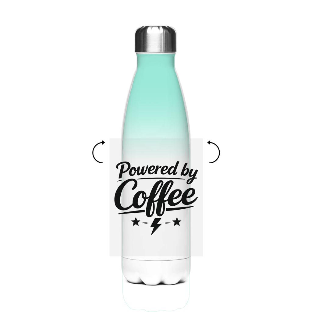 Edelstahl-Thermoflasche „Powered by Coffee“ – Bedruckte Isolierflasche für heiße & kalte Getränke