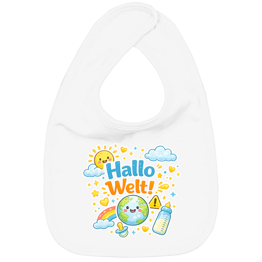 Kinder Bio Lätzchen „Hallo Welt!“ – Baby & Kleinkind Lätzchen aus Baumwolle