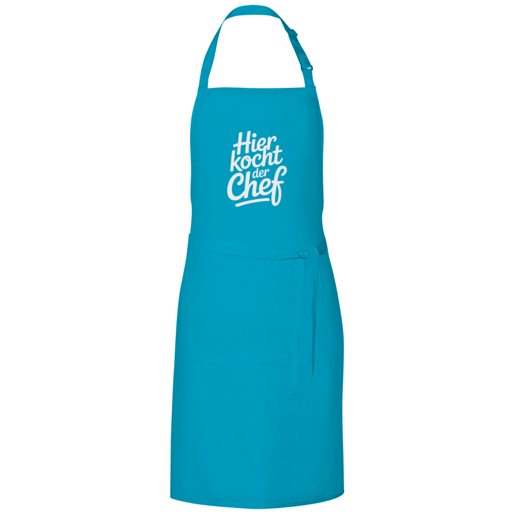 Grillschürze „Hier kocht der Chef“ – Weiße Schrift | Lustige Koch- & Grill-Schürze