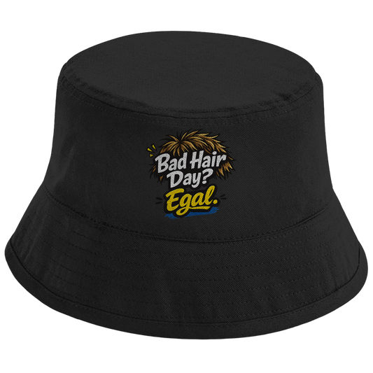 Fischerhut Bucket Hat „Bad Hair Day? Egal.“ – Stylischer Streetwear Hut