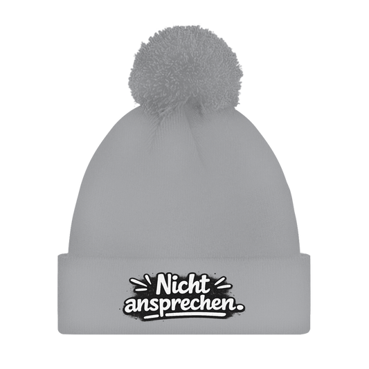 Bommelmütze „Nicht ansprechen“ – Unisex Wintermütze mit Statement