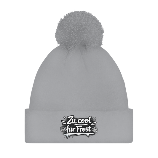 Bommelmütze „Zu cool für Frost“ – Unisex Wintermütze mit Statement