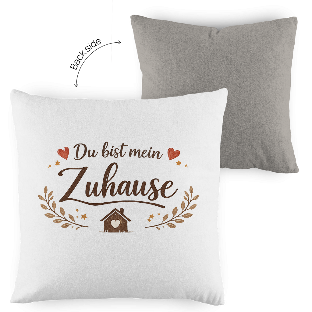 Kopfkissen zweifarbig „Du bist mein Zuhause“ – Romantisches Geschenk