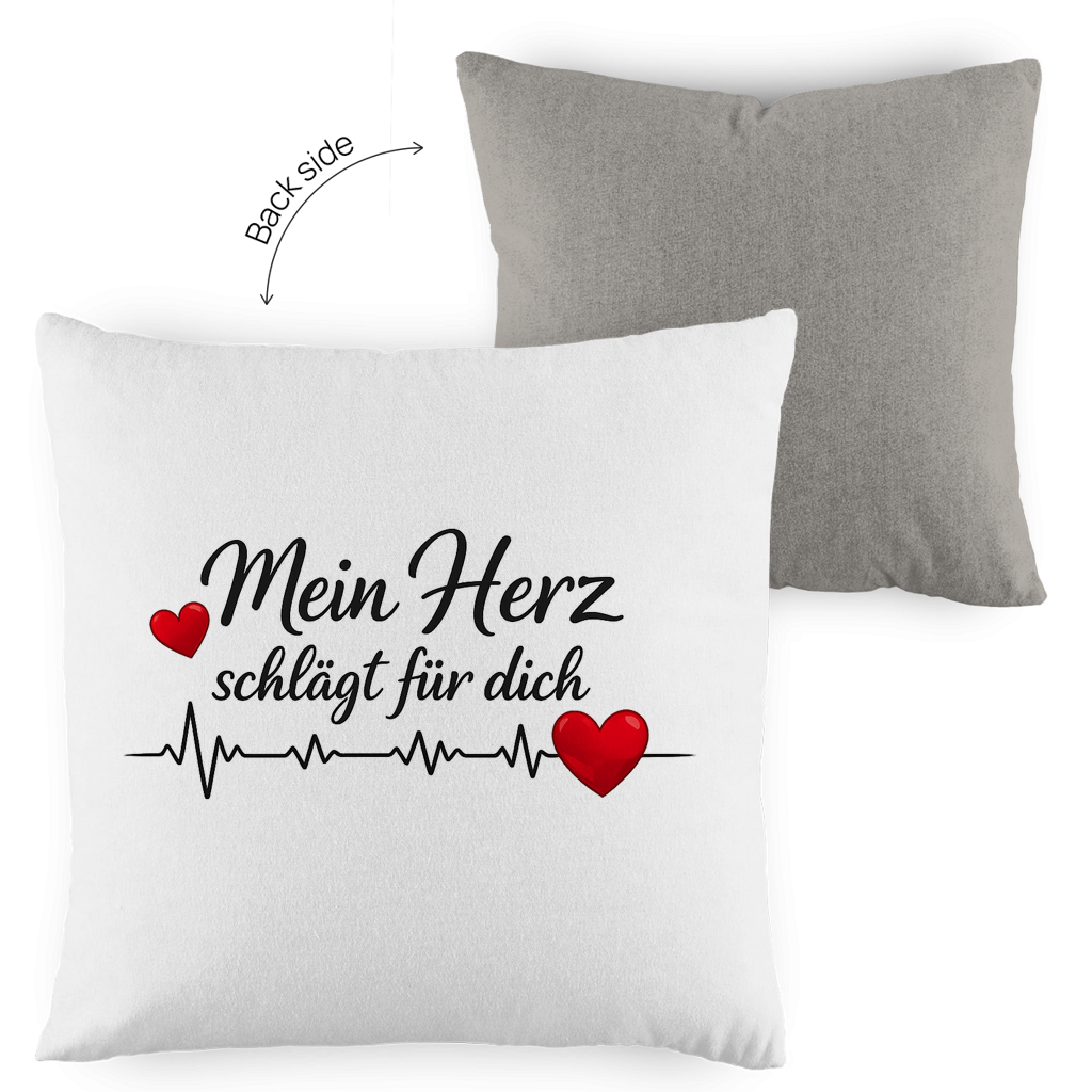 Kopfkissen zweifarbig „Mein Herz schlägt für dich“ – Romantisches Geschenk