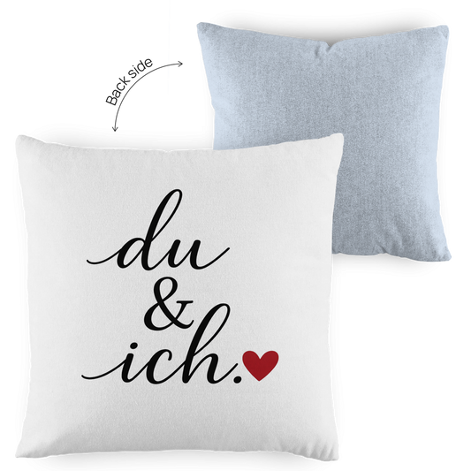 Kopfkissen zweifarbig „du und ich“ – Romantisches Geschenk für Paare
