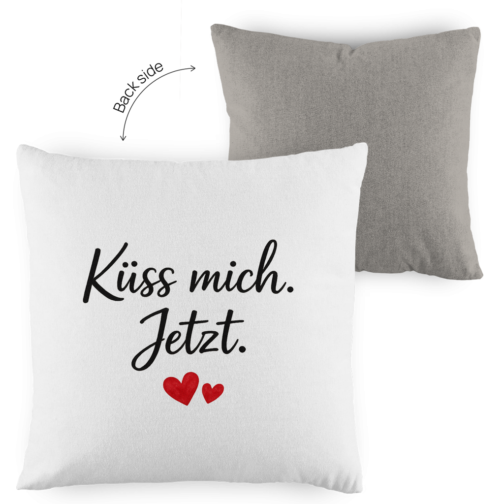 Kopfkissen zweifarbig „Küss mich jetzt“ – Romantisches Liebesgeschenk