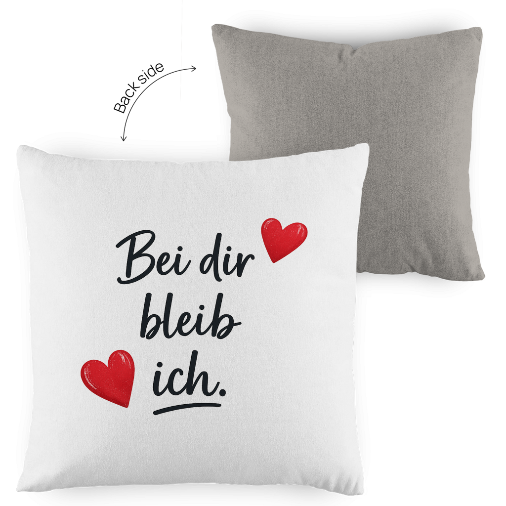 Kopfkissen zweifarbig „Bei dir bleib ich“ – Romantisches Liebesgeschenk