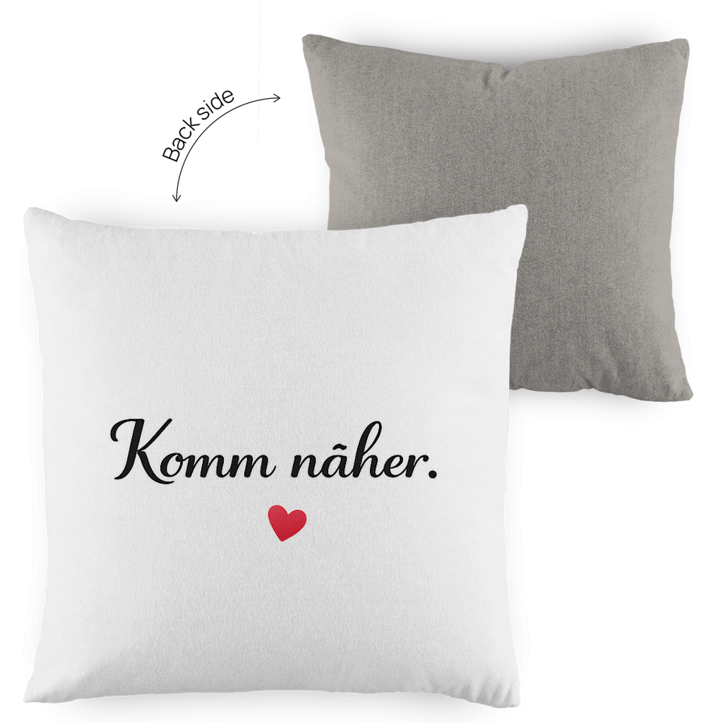 Zweifarbiges Kopfkissen „Komm näher“ – romantisch & modern