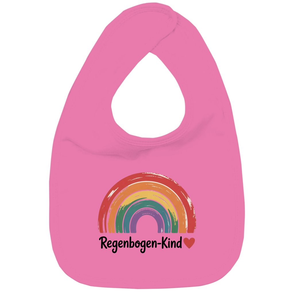 Kinder Bio Lätzchen „Regenbogen-Kind“ – Nachhaltiges Baby Lätzchen aus Bio-Baumwolle | Süßes Motiv Lätzchen