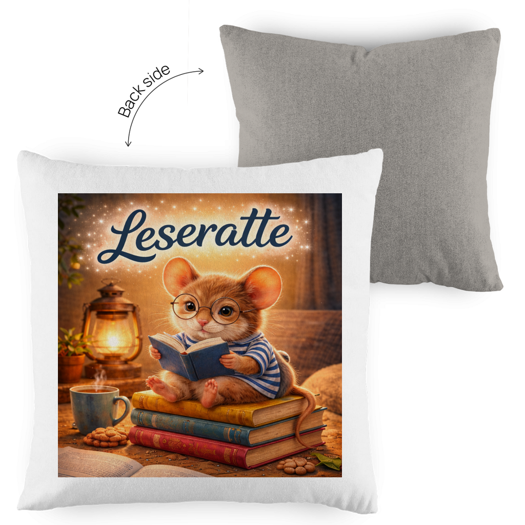 Kopfkissen zweifarbig „Leseratte“ – Dekokissen für Sofa, Bett & Leseecke