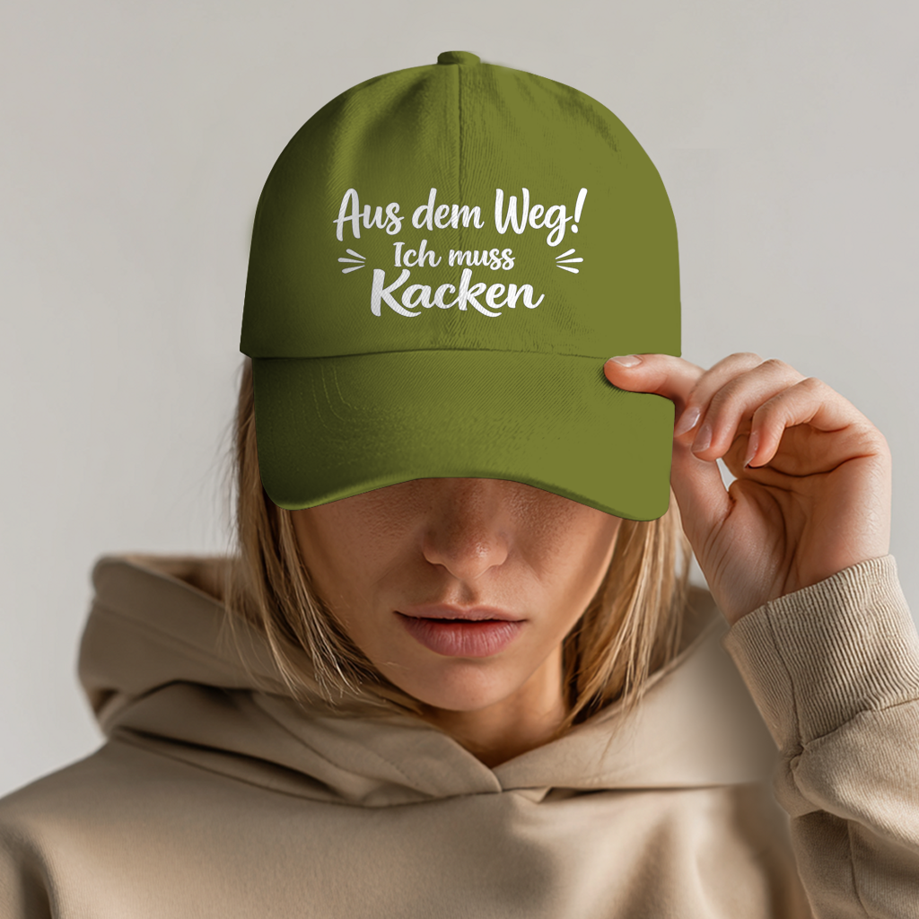 Dad Cap „Aus dem Weg! Ich muss Kacken“ – Bedruckte Basecap aus 100 % Baumwolle