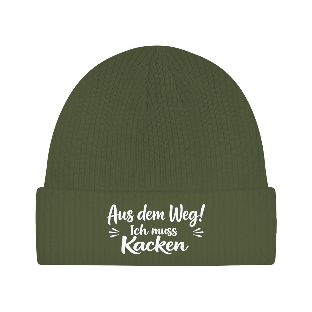 Beanie „Aus dem Weg! Ich muss Kacken“ – Unisex Mütze aus 100 % Baumwolle | Statement Beanie