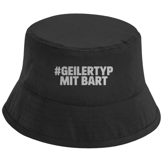 Bucket Hat #GEILERTYP mit Bart – Unisex Statement Hut aus Baumwolle