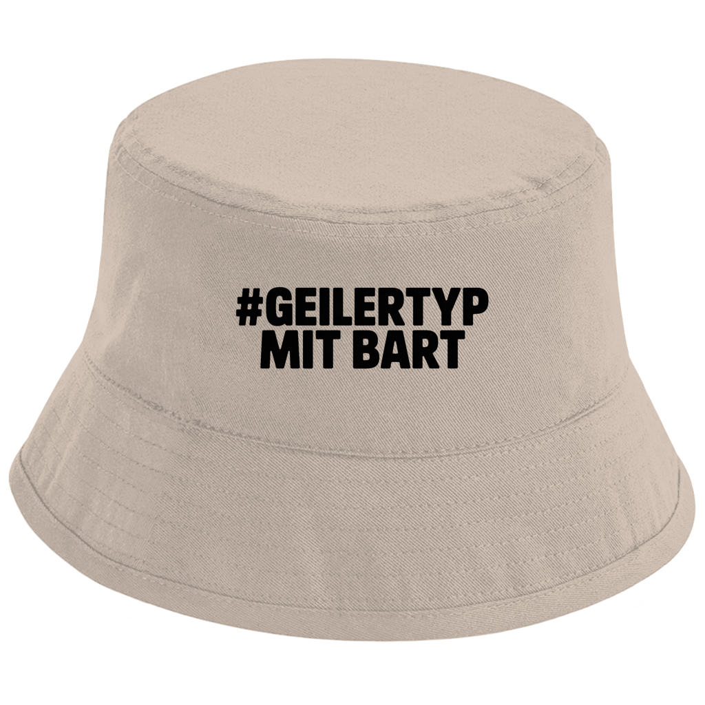 Bucket Hat #GEILERTYP mit Bart – Unisex Statement Hut aus Baumwolle