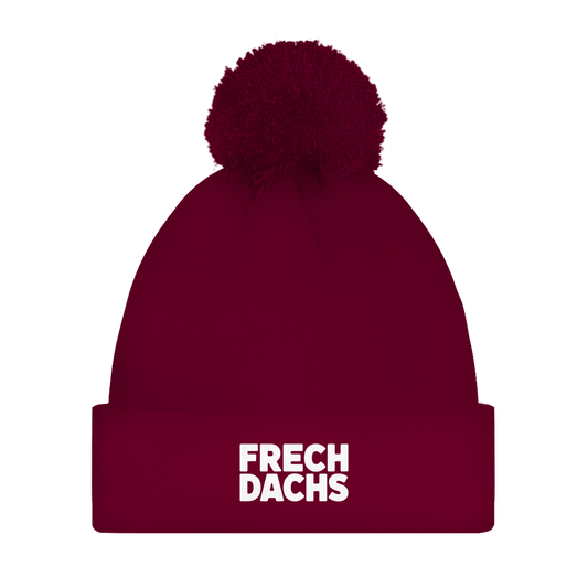 Bommelmütze „Frechdachs“ – Unisex Statement Wintermütze mit Pompon