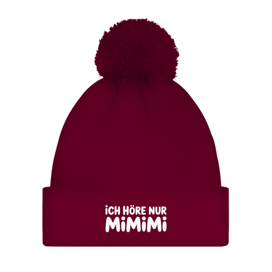 Bommelmütze „Ich höre nur MIMIMI“ – Unisex Statement Wintermütze mit Pompon