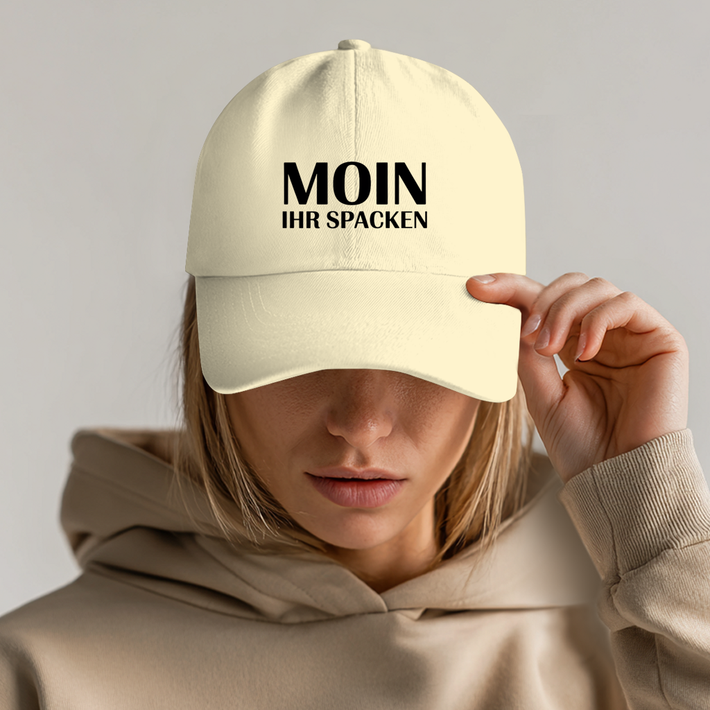 Dad Cap „Moin ihr Spacken“ – Unisex Statement Cap aus Bio-Baumwolle