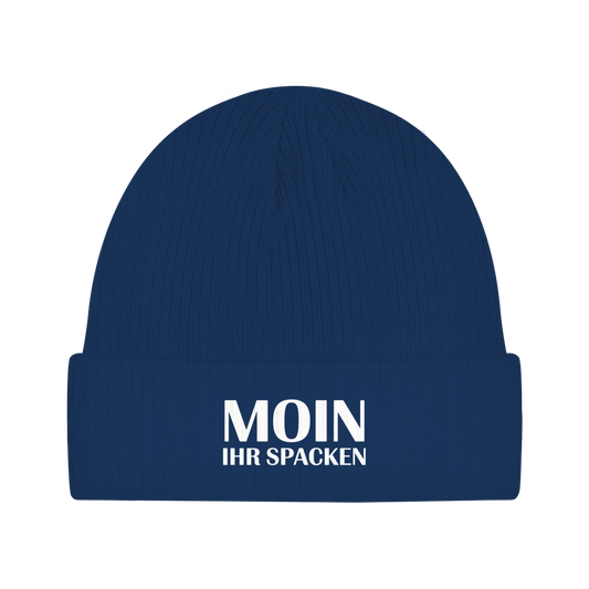 Beanie „Moin ihr Spacken“ – Unisex Statement Beanie aus Bio-Baumwolle, weich & bequem