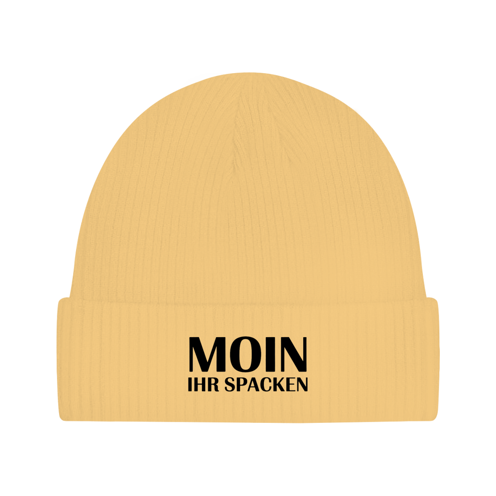 Beanie „Moin ihr Spacken“ – Unisex Statement Beanie aus Bio-Baumwolle, weich & bequem