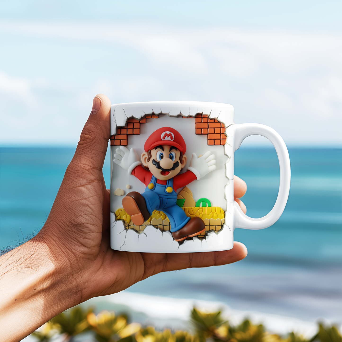 Tasse mit 3D-Effekt Super Mario Motiv 2 Sublimationsaufdruck, Tassengröße 11oz (330 ml), schönes Motiv, versch. Farben auswählbar