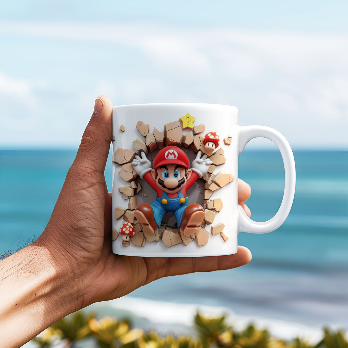 Mug with 3D effect Super Mario motif 3 sublimation print, cup size 11oz (330 ml), beautiful motif, various colors selectable