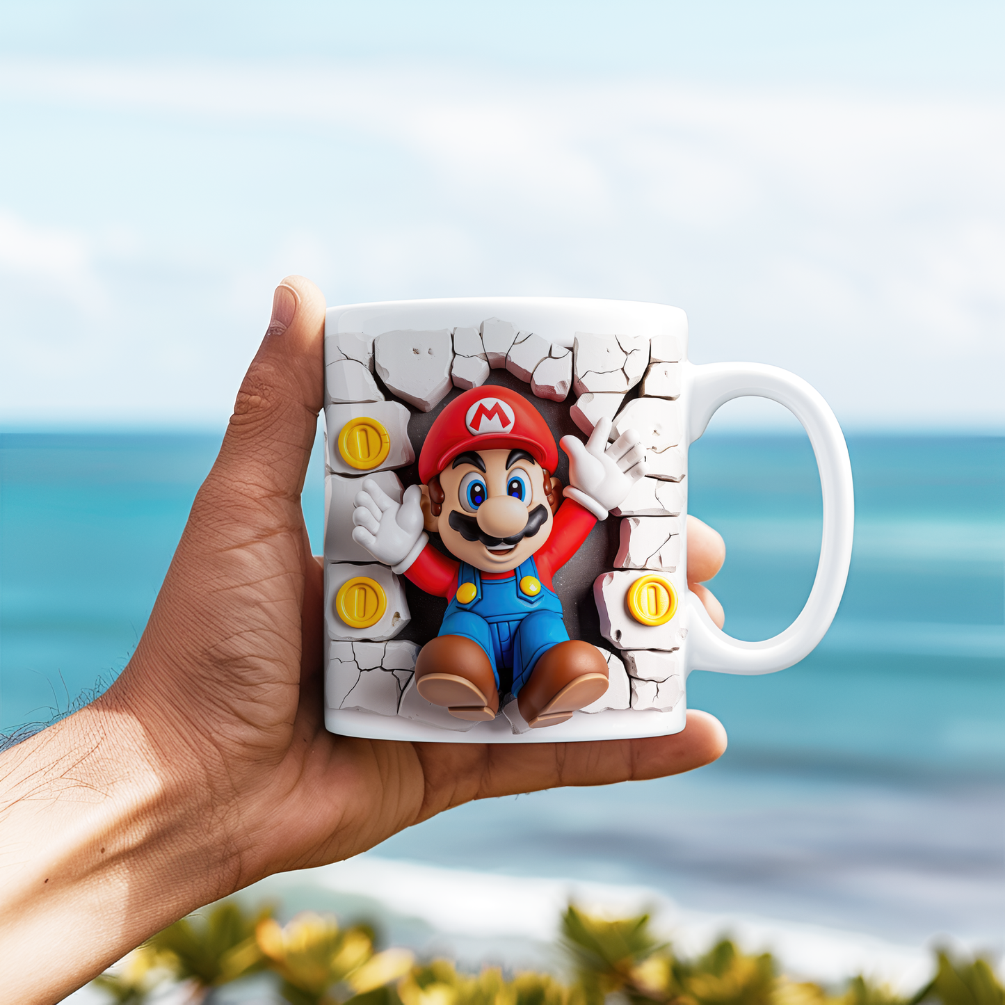 Tasse mit 3D-Effekt Super Mario Motiv 4 Sublimationsaufdruck, Tassengröße 11oz (330 ml), schönes Motiv, versch. Farben auswählbar
