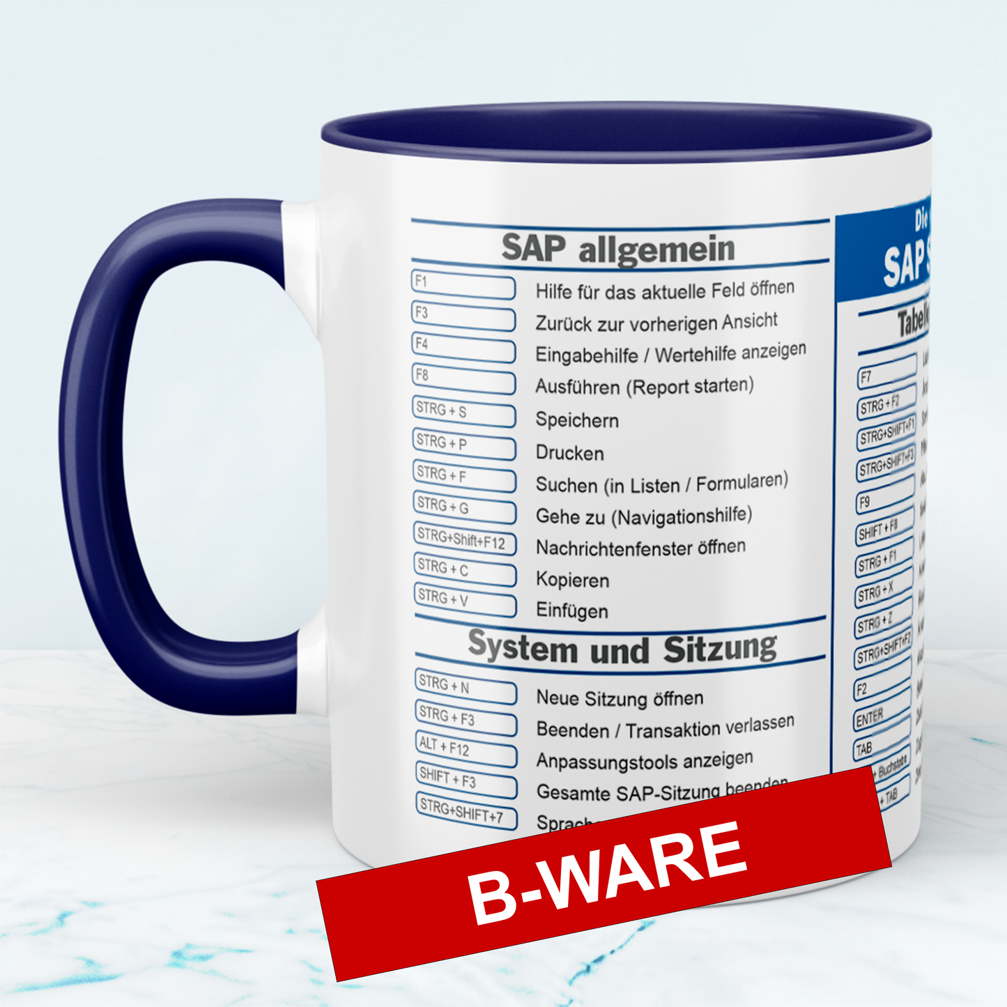 Printed mug with SAP Shortcuts shortcuts, gift for SAP users, mug for office