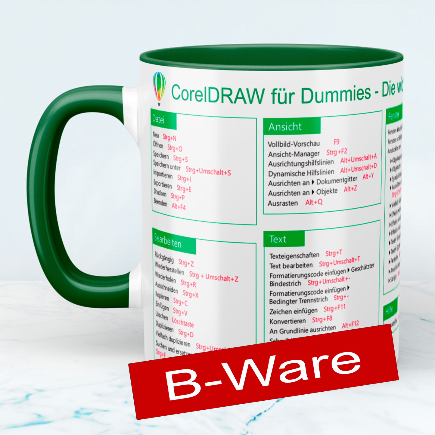 Printed mug with shortcut commands for CorelDRAW Perfect gift for designers and creatives