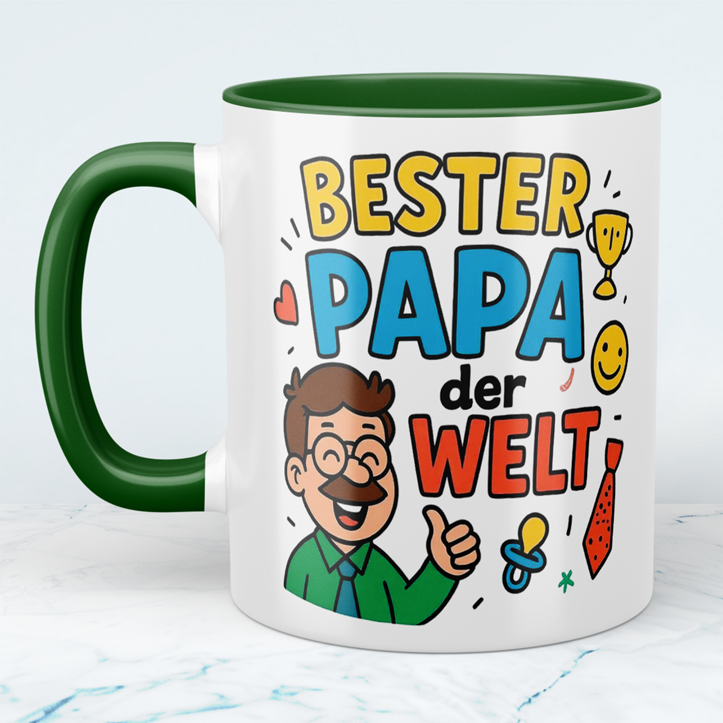 Bester Papa der Welt – Lustige Bedruckte Tasse für den Superhelden Papa