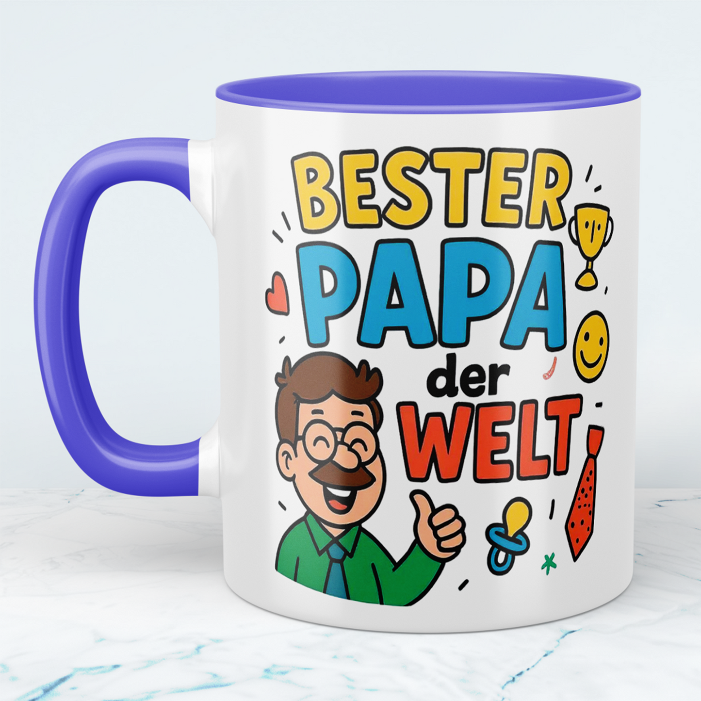 Bester Papa der Welt – Lustige Bedruckte Tasse für den Superhelden Papa
