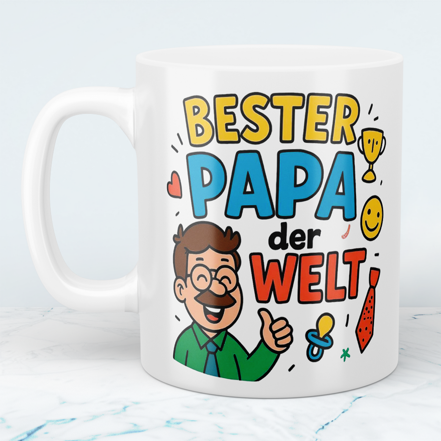 Bester Papa der Welt – Lustige Bedruckte Tasse für den Superhelden Papa
