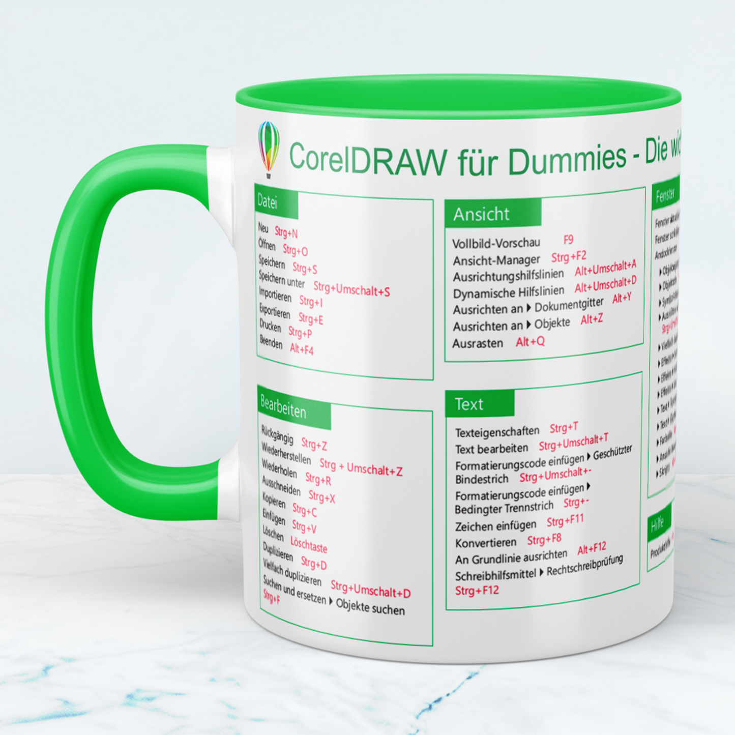 Printed mug with shortcut commands for CorelDRAW Perfect gift for designers and creatives