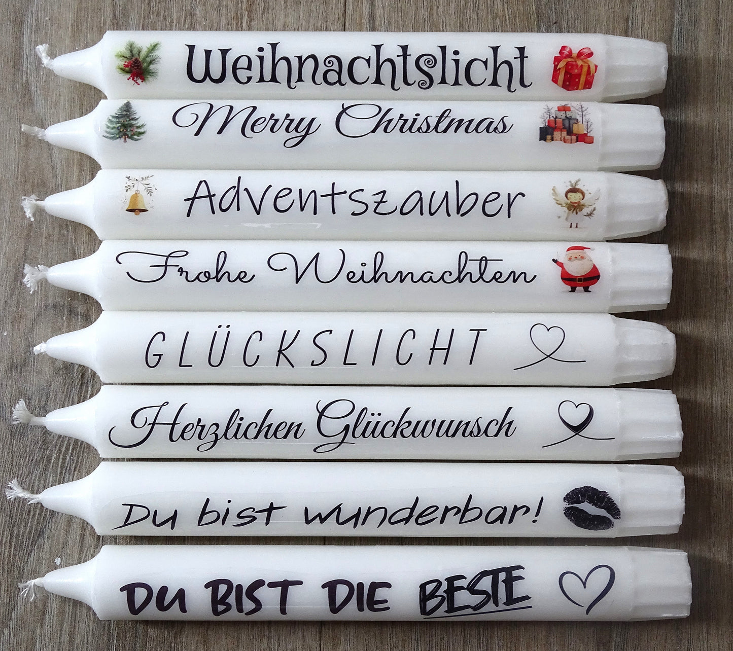 Kerze mit Spruch, Motto: LIEBLINGSMIX 2, schönes Geschenk, Stabkerze mit Botschaft, viele Sprüche auswählbar