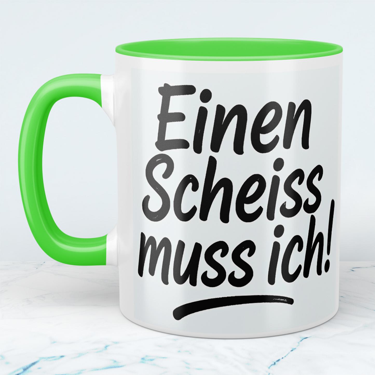 Kaffeepause mit Humor: Bedruckte Tasse 'Einen Scheiss muss ich!