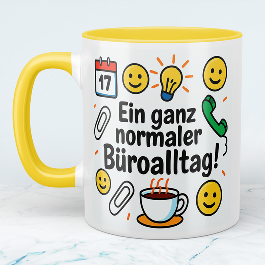 Lustige humorvolle Kaffee - Tasse für Arbeitskollegen: Ein ganz normaler Büroalltag!