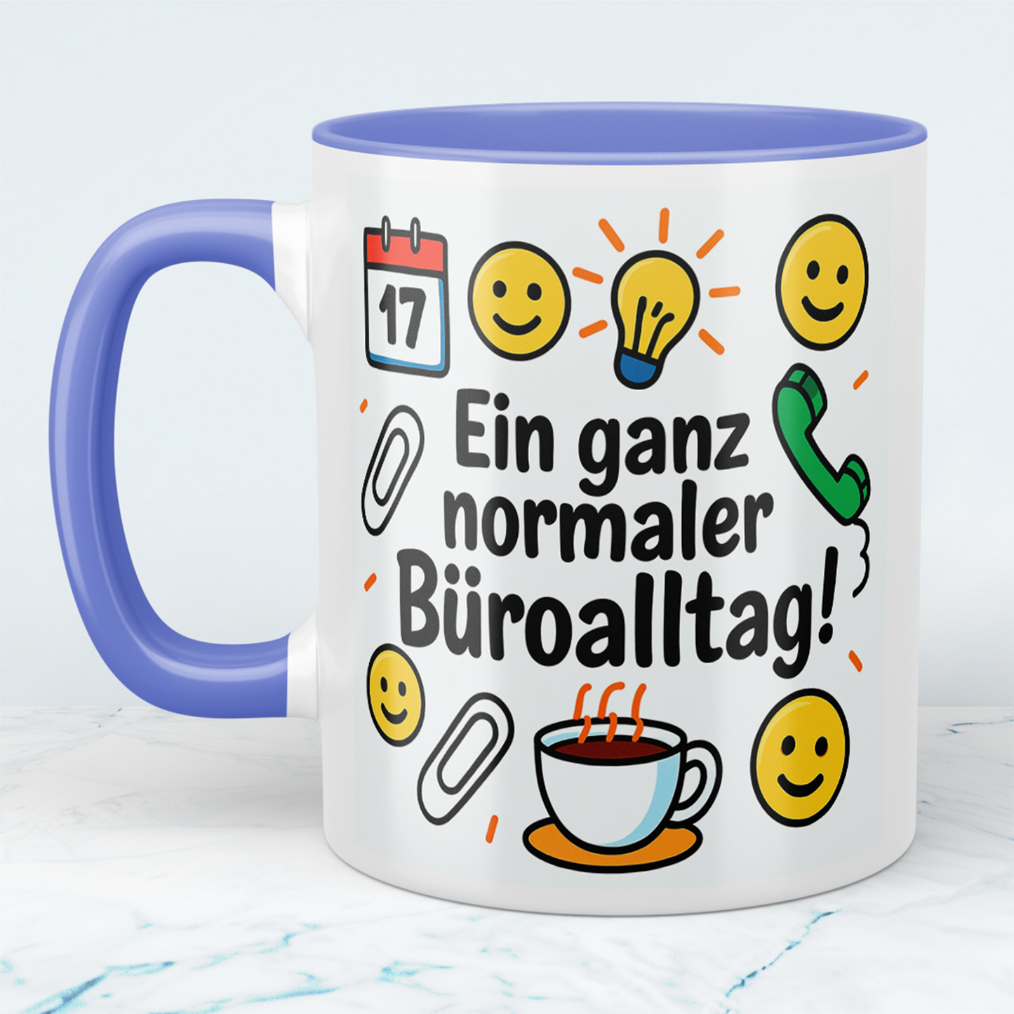 Lustige humorvolle Kaffee - Tasse für Arbeitskollegen: Ein ganz normaler Büroalltag!