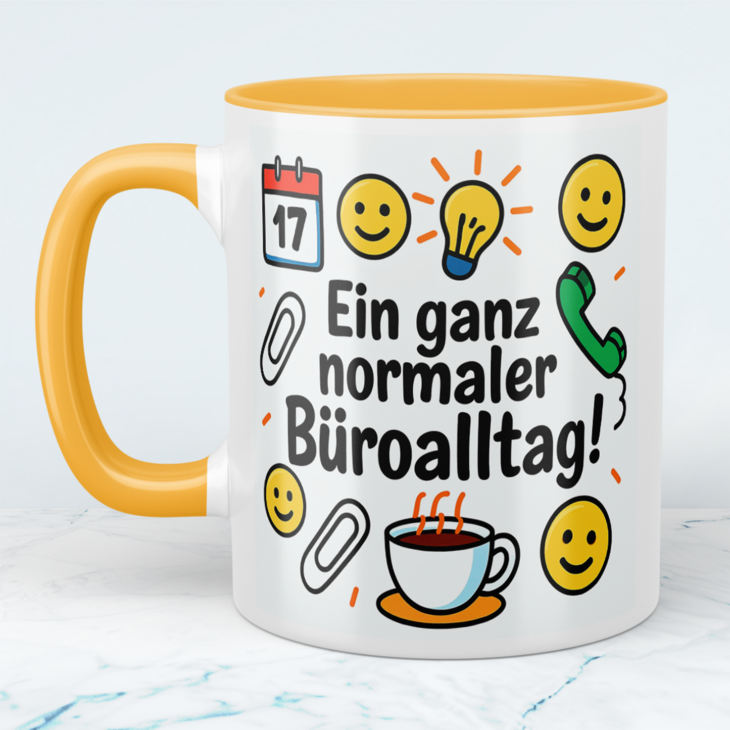 Lustige humorvolle Kaffee - Tasse für Arbeitskollegen: Ein ganz normaler Büroalltag!