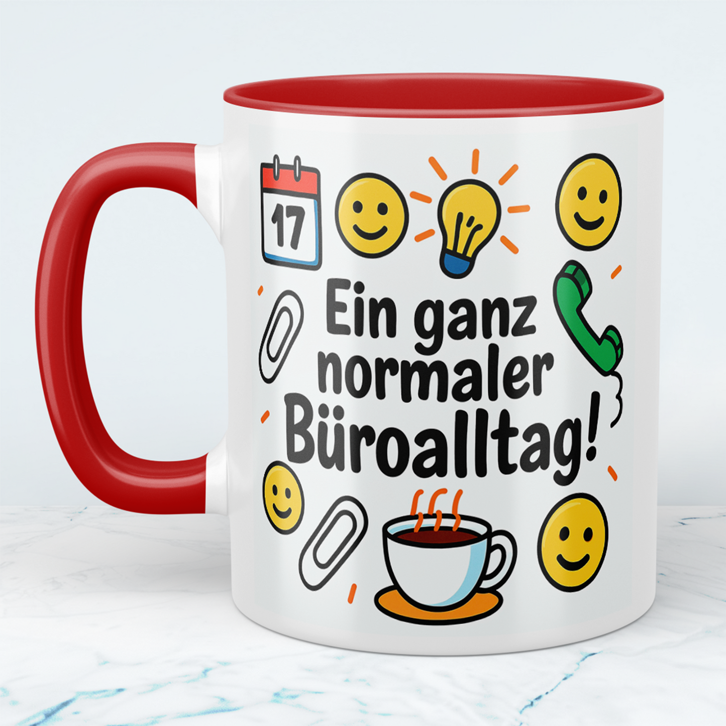 Lustige humorvolle Kaffee - Tasse für Arbeitskollegen: Ein ganz normaler Büroalltag!
