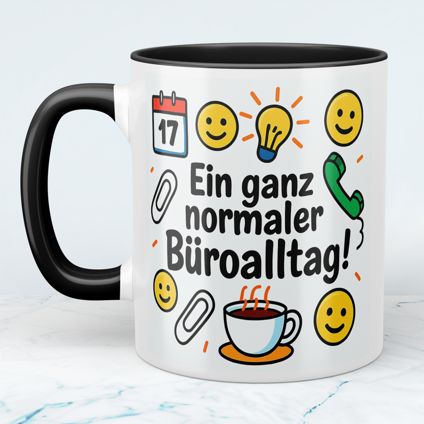 Lustige humorvolle Kaffee - Tasse für Arbeitskollegen: Ein ganz normaler Büroalltag!
