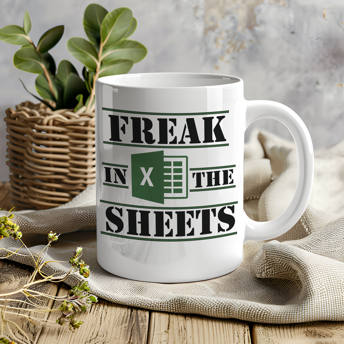 Mug with the inscription "Freak in the Sheets" - Excel mug, gift for colleagues