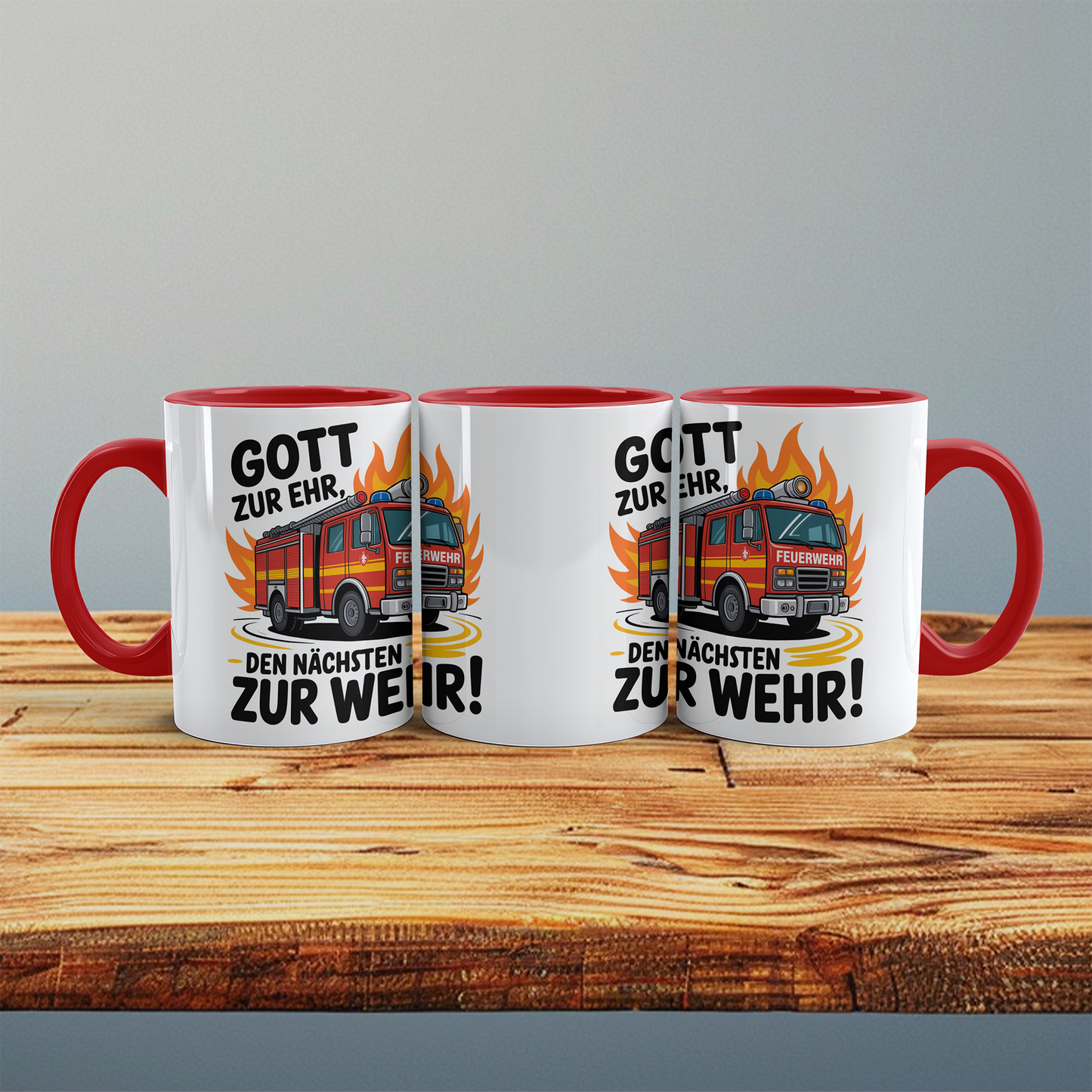 Bedruckte Feuerwehr-Tasse mit Spruch: Gott zur Ehr, den nächsten zur Wehr! – Das perfekte Geschenk!