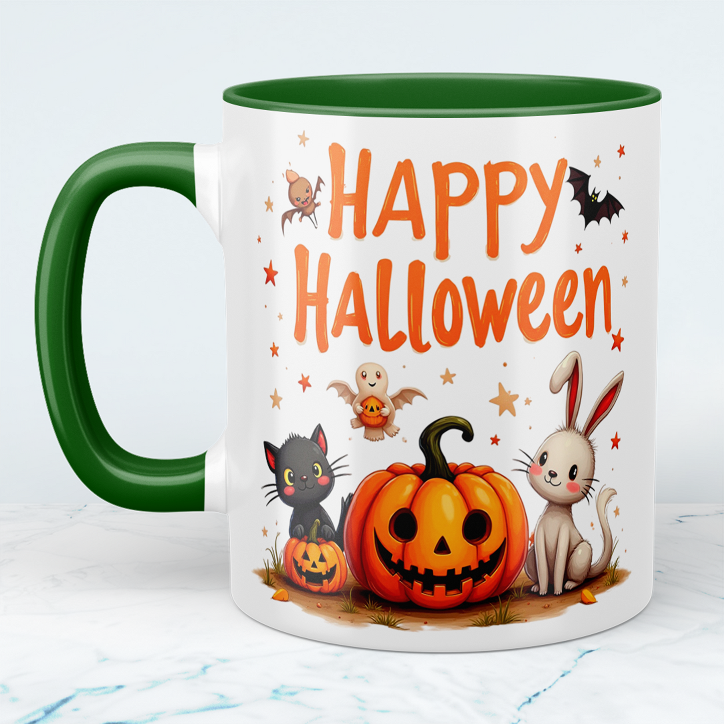 Lustige, bedruckte Tasse für Happy Halloween – Perfektes Geschenk mit fröhlichen Kürbis-Motiven!