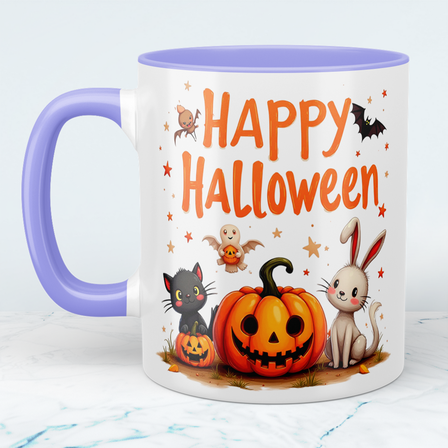 Lustige, bedruckte Tasse für Happy Halloween – Perfektes Geschenk mit fröhlichen Kürbis-Motiven!