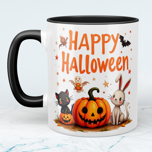 Lustige, bedruckte Tasse für Happy Halloween – Perfektes Geschenk mit fröhlichen Kürbis-Motiven!