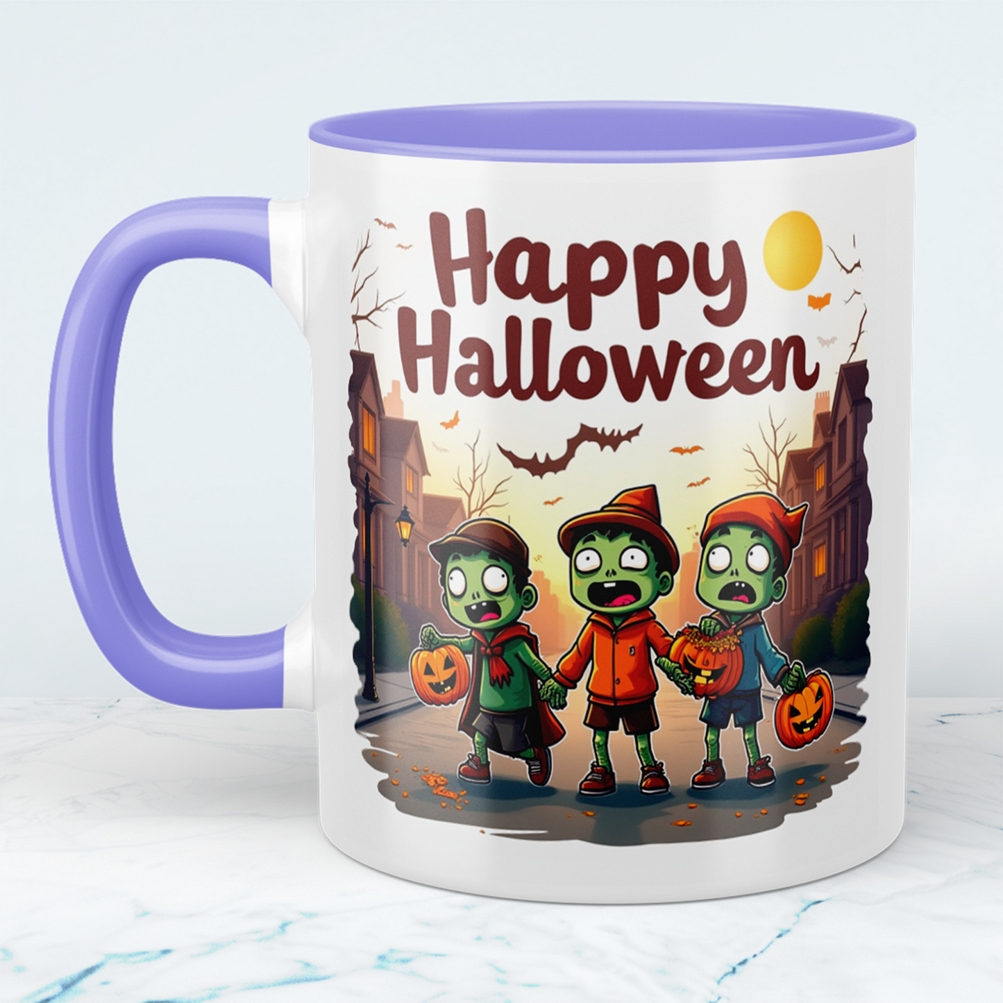 Gruselige Figuren Halloween Tasse – Lustiges, bedrucktes Geschenk für Fans des Schauer-Quirk