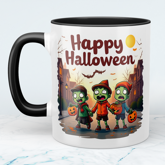 Gruselige Figuren Halloween Tasse – Lustiges, bedrucktes Geschenk für Fans des Schauer-Quirk