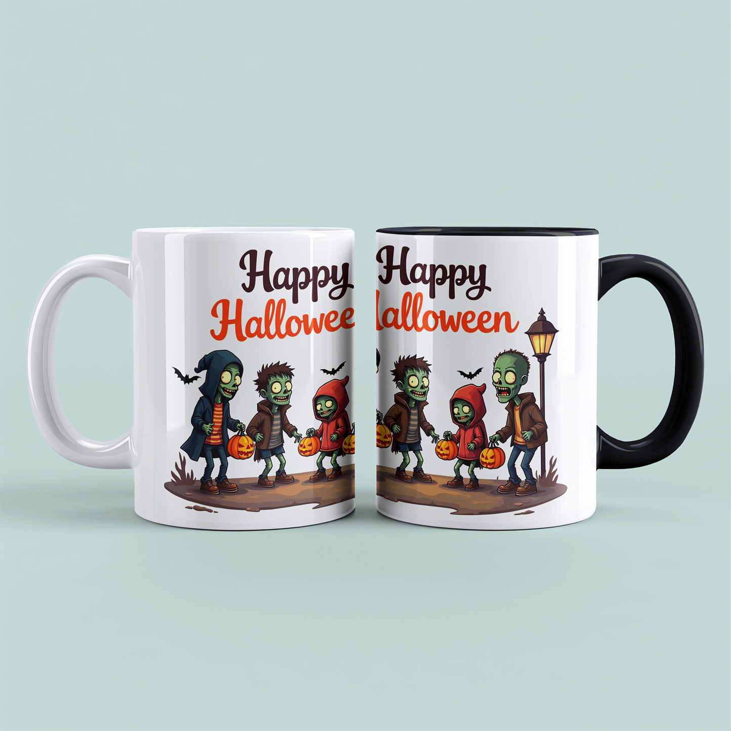 Lustige Happy Halloween Tasse – Bedruckte mit gruseligen Figuren, perfekt als Geschenk für Halloween-Fans!