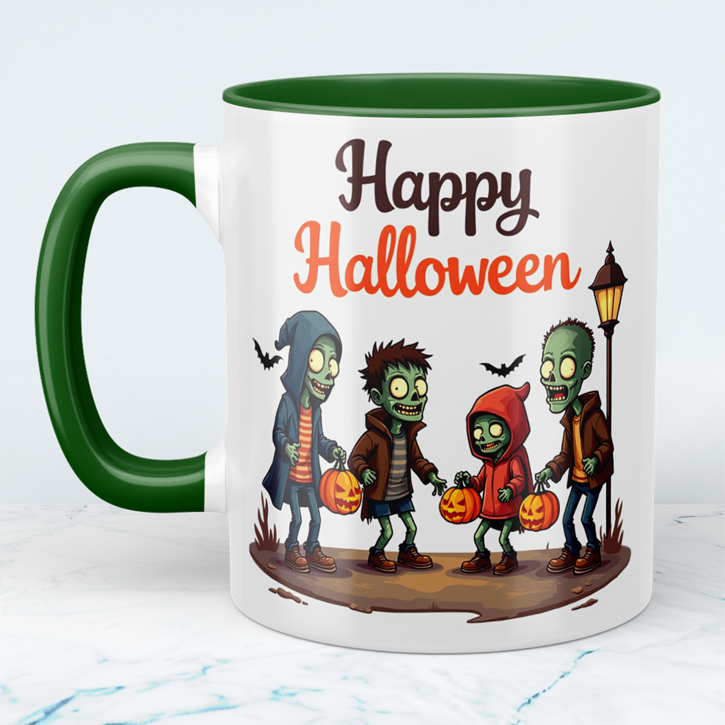 Lustige Happy Halloween Tasse – Bedruckte mit gruseligen Figuren, perfekt als Geschenk für Halloween-Fans!