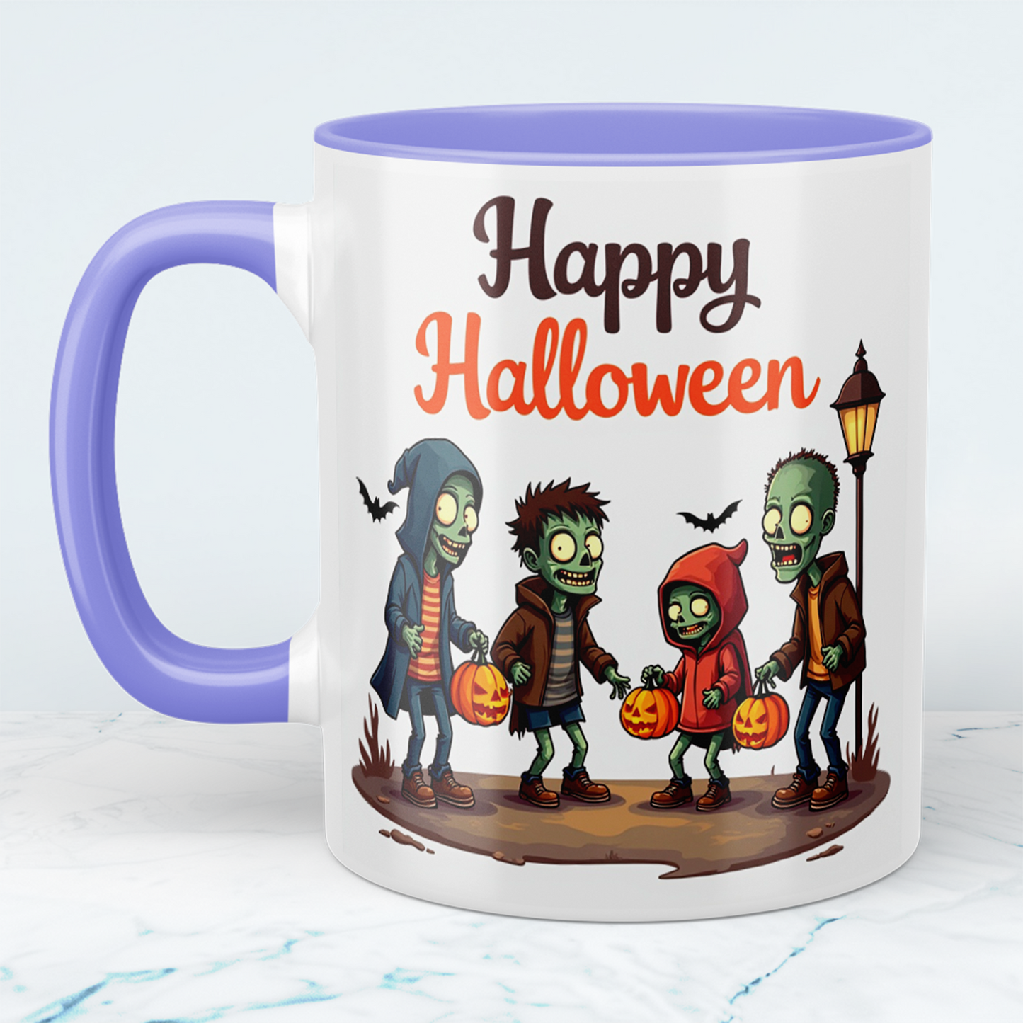 Lustige Happy Halloween Tasse – Bedruckte mit gruseligen Figuren, perfekt als Geschenk für Halloween-Fans!