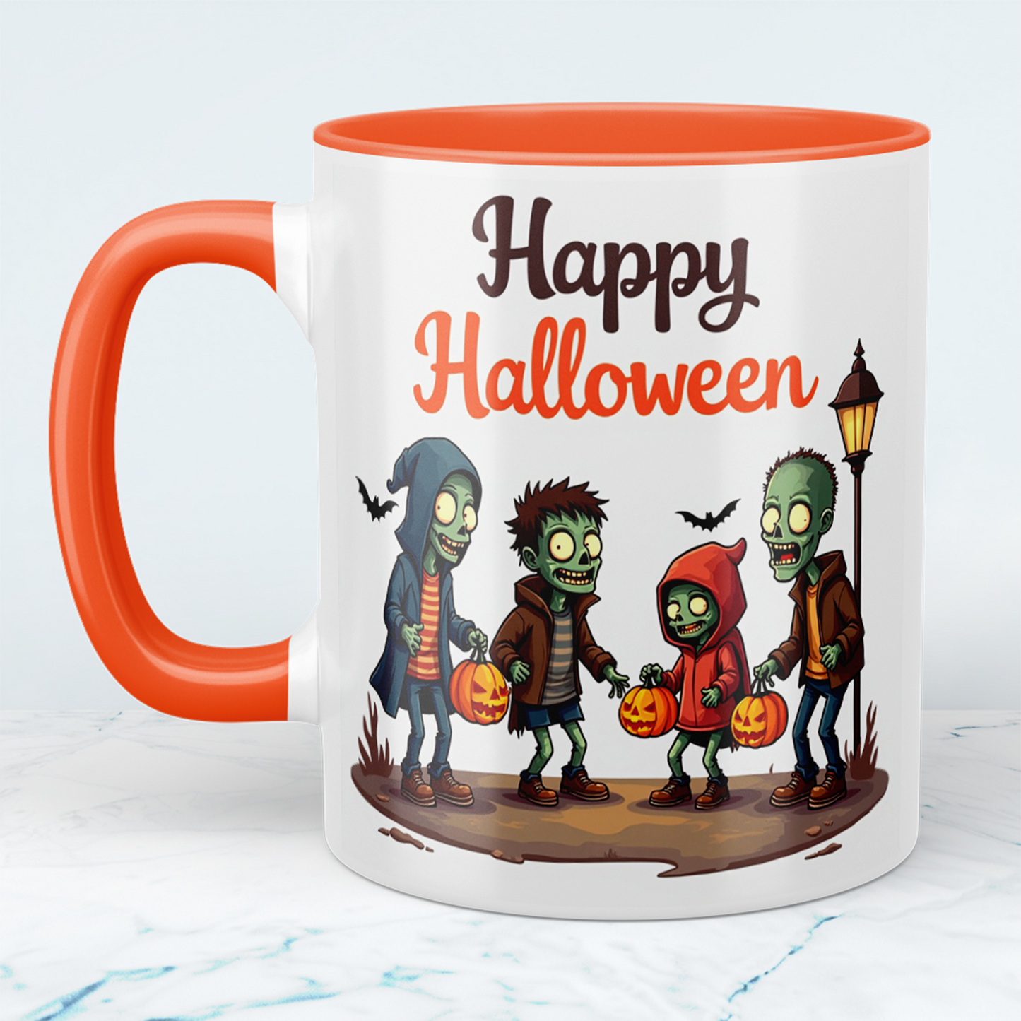 Lustige Happy Halloween Tasse – Bedruckte mit gruseligen Figuren, perfekt als Geschenk für Halloween-Fans!